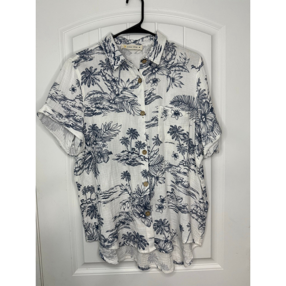 Ocean Drive Tops - Ocean Drive Cotton Medium Shirt Small Pant Set Beachwear Loungewear